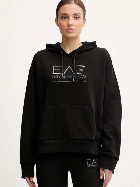 EA7 Emporio Armani bluza damska kolor czarny z kapturem z aplikacją AF10377-7W000422 - zdjęcie produktu nr 1