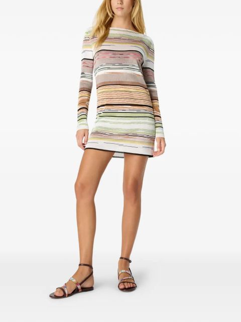 Missoni striped-pattern long-sleeved mini dress - White - zdjęcie produktu nr 2