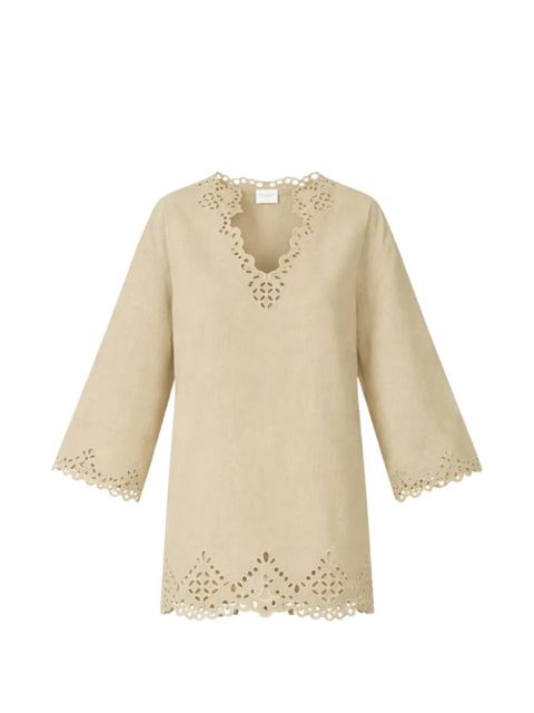 ISABEL MARANT Sherazade laser-cut V-neck mini dress - Neutrals - zdjęcie produktu nr 1