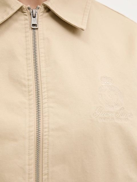 Guess Jeans kurtka bawełniana kolor beżowy przejściowa W5YL20 WGYN1