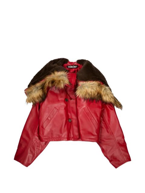 AMBUSH cropped leather jacket - Red - zdjęcie produktu nr 1