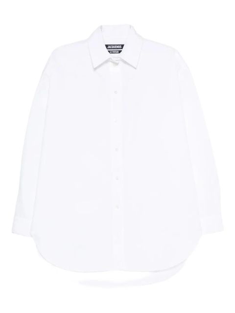 Jacquemus long-sleeve curved-hem shirt - White
