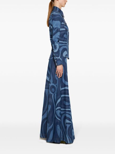 PUCCI Marmo-print denim shirt - Blue