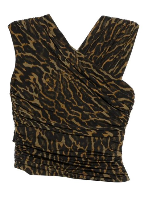 GANNI leopard-print gathered blouse - Brown - zdjęcie produktu nr 1