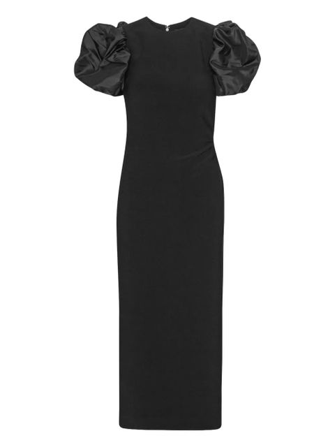 ROTATE BIRGER CHRISTENSEN draped puff-sleeve midi dress - Black - zdjęcie produktu nr 1