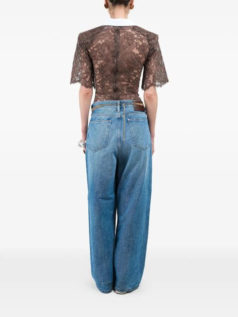 Rowen Rose lace short-sleeves polo shirt - Brown