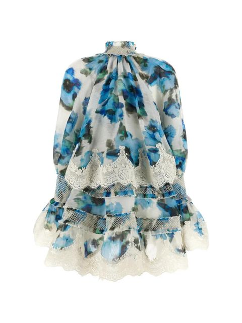 ZIMMERMANN Alchemy floral-print lace-trim mini dress - Blue - zdjęcie produktu nr 2