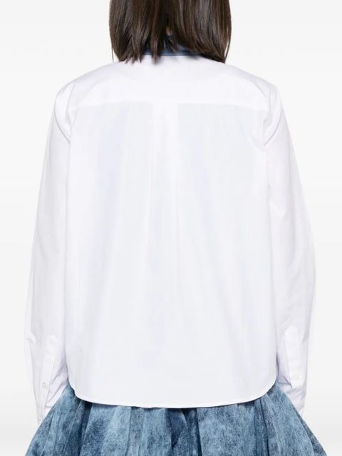 Marni contrast-collar patch-pocket shirt - White
