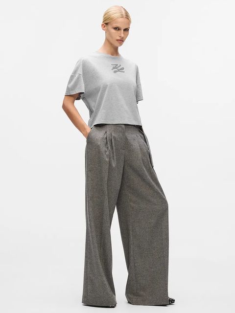 Karl Lagerfeld t-shirt bawełniany damski kolor szary A4W17053