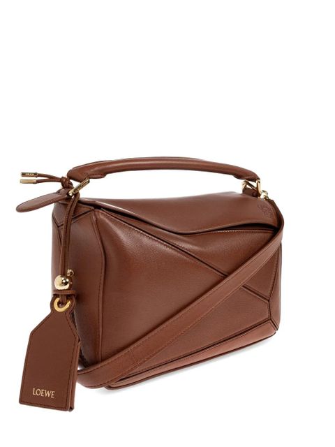 LOEWE small Featherlight Puzzle leather tote bag - Brown