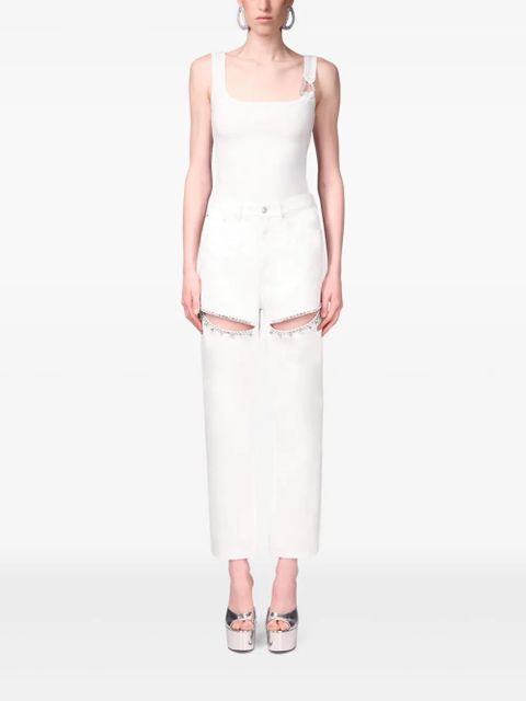 AREA crystal-embellished jeans - White