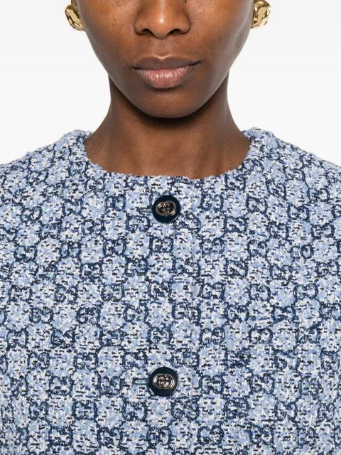 Gucci GG-embroidered buttoned gilet - Blue