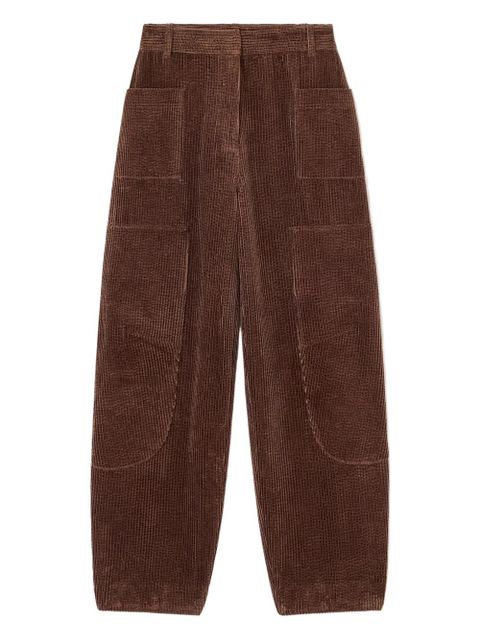 GANNI curved corduroy palazzo pants - Brown