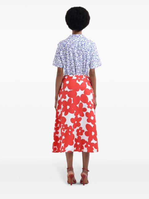 Marni floral-print midi skirt - Red