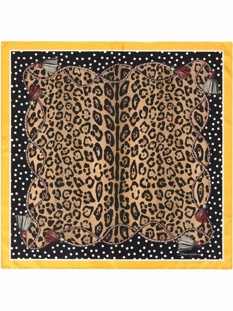 Dolce & Gabbana leopard-print silk scarf - Brown - zdjęcie produktu nr 1