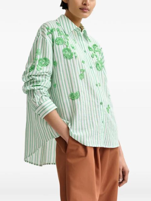 Essentiel Antwerp striped floral shirt - White