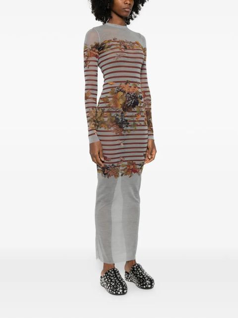 Jean Paul Gaultier striped printed maxi dress - Grey