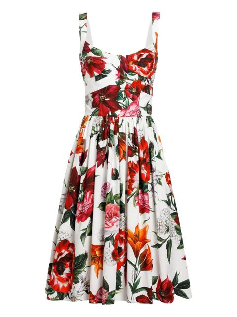 Dolce & Gabbana floral-print midi dress - White - zdjęcie produktu nr 1