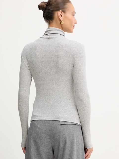 BOSS Orange longsleeve damski kolor szary z golfem 50548098 - zdjęcie produktu nr 2