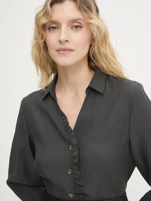 Never Fully Dressed koszula damska kolor zielony regular z kołnierzykiem klasycznym NFDTO1920