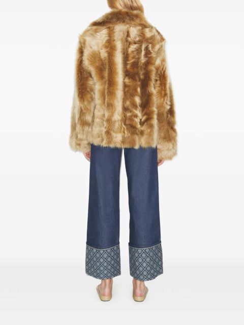 Tory Burch collar shearling jacket - Brown