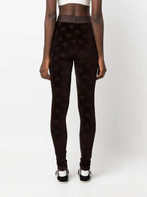 Dolce & Gabbana logo-debossed cotton leggings - Brown