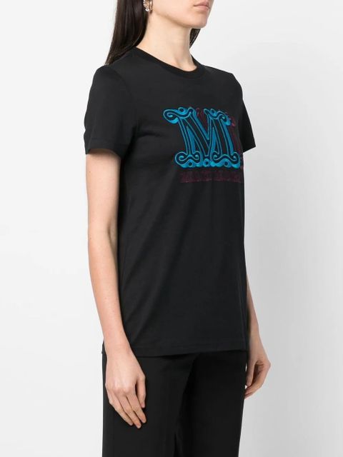 Max Mara logo-embroidered cotton T-shirt - Black