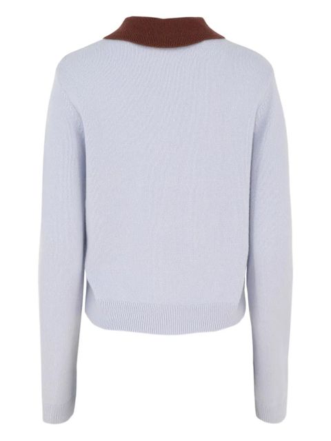 Self-Portrait patch-pockets knitted polo top - Blue - zdjęcie produktu nr 2