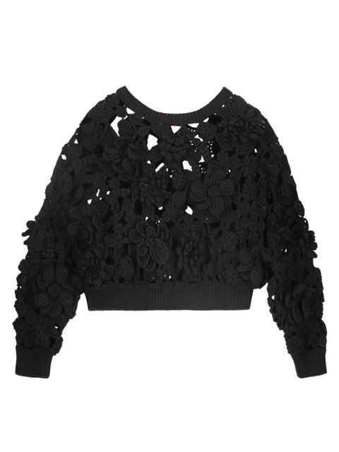 Valentino Garavani floral-appliqué sweater - Black - zdjęcie produktu nr 2