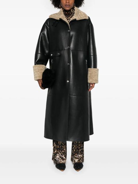 Nanushka faux-shearling-trim coat - Black - zdjęcie produktu nr 2
