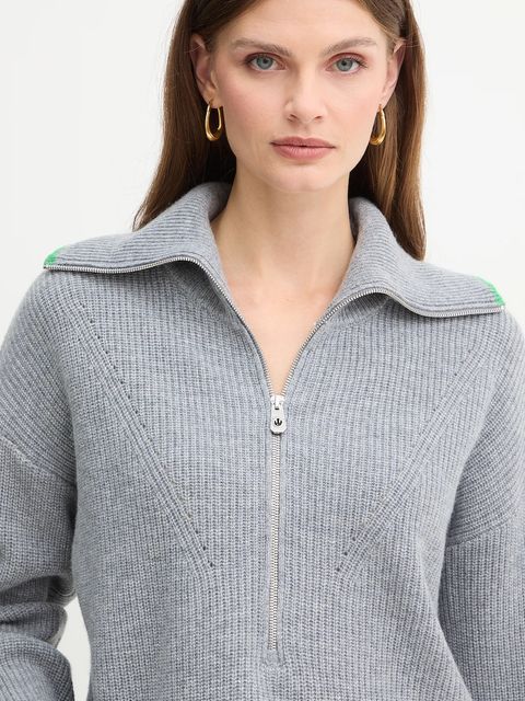 Pinko sweter z dodatkiem wełny damski kolor szary z półgolfem 105448 A2Q9