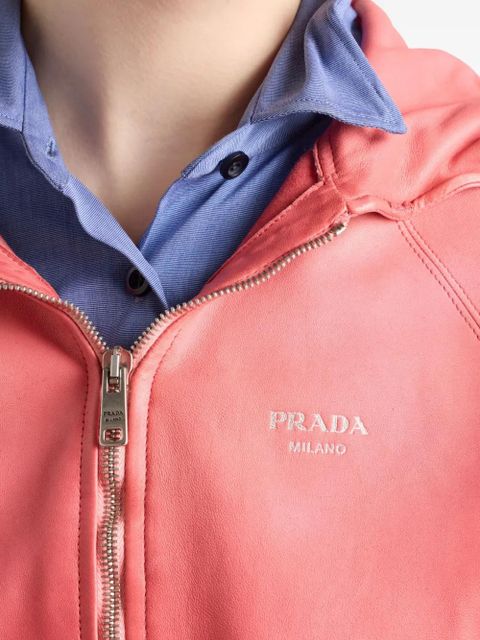 Prada hooded leather jacket - Pink