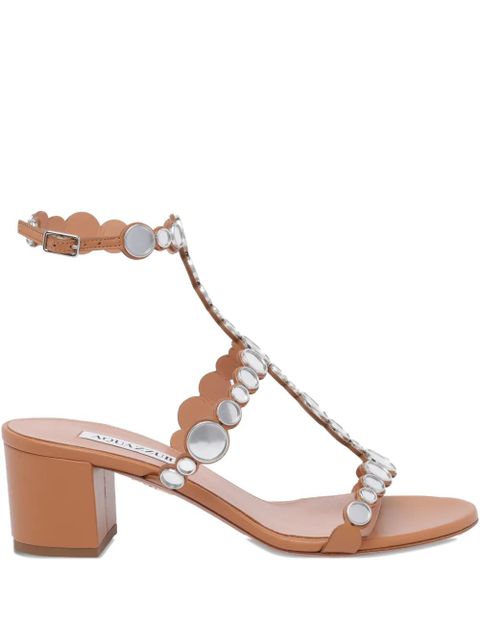 Aquazzura studded afterglow leather sandals - Brown - zdjęcie produktu nr 1