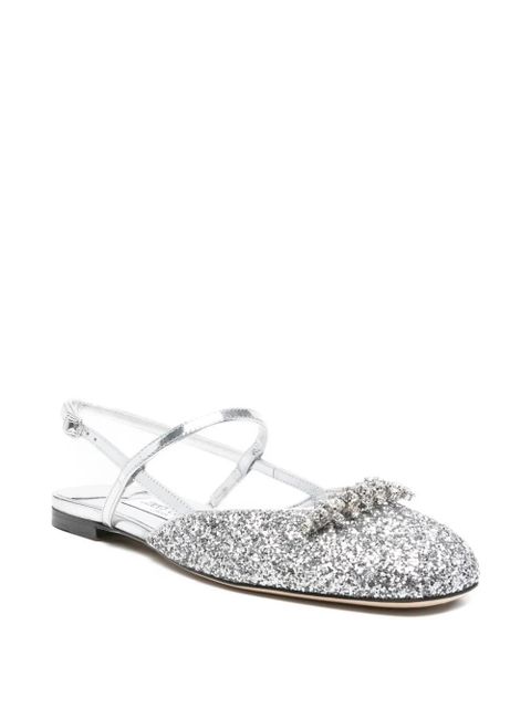 Jimmy Choo Belinda glitter-embellished slingback sandals - Silver