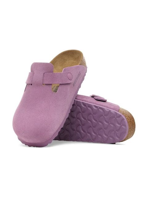 Birkenstock klapki zamszowe Boston damskie kolor różowy 1030681