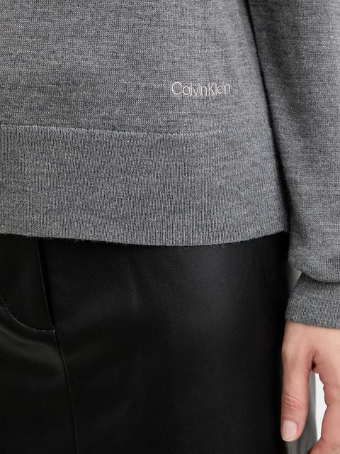 Calvin Klein sweter z dodatkiem wełny damski kolor szary lekki LV044A305G