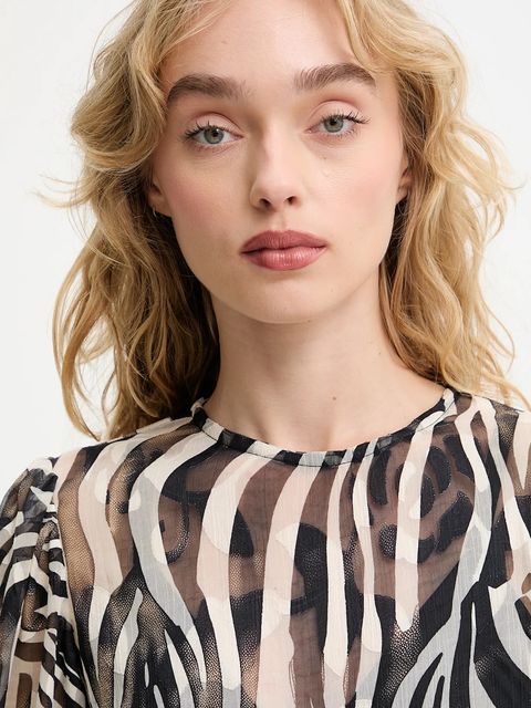 Answear.LAB bluzka damska kolor beżowy wzorzysta