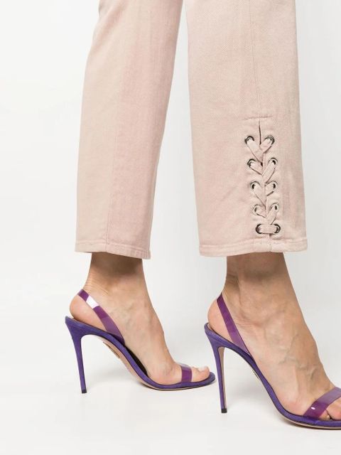 PINKO lacing-detail logo-patch bootcut jeans