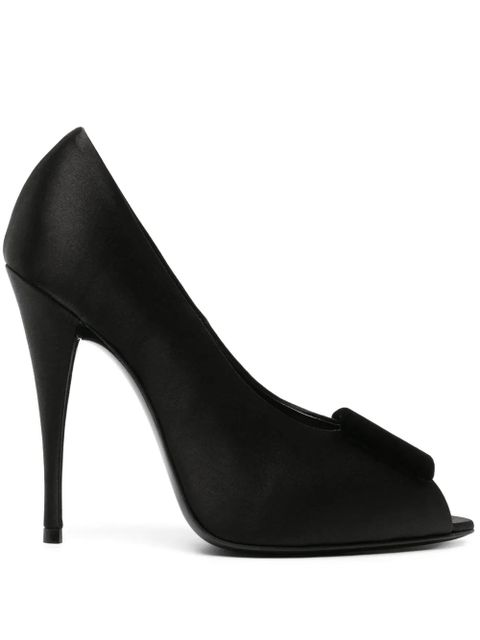 Saint Laurent 115mm peep-toe satin pumps - Black - zdjęcie produktu nr 1