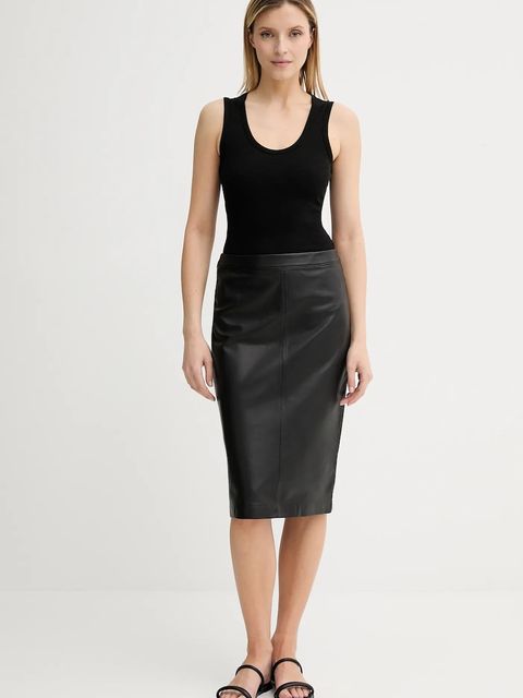 Marc O'Polo spódnica skórzana kolor czarny mini ołówkowa 506703577011
