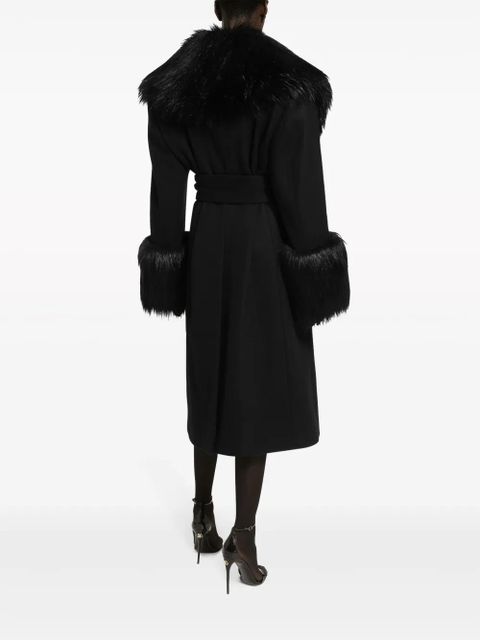 Dolce & Gabbana faux-fur belted coat - Black