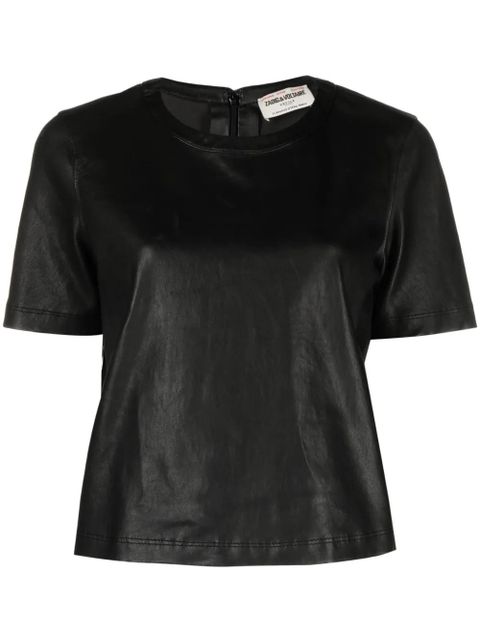 Zadig&Voltaire Tas crew-neck leather T-shirt - Black - zdjęcie produktu nr 1