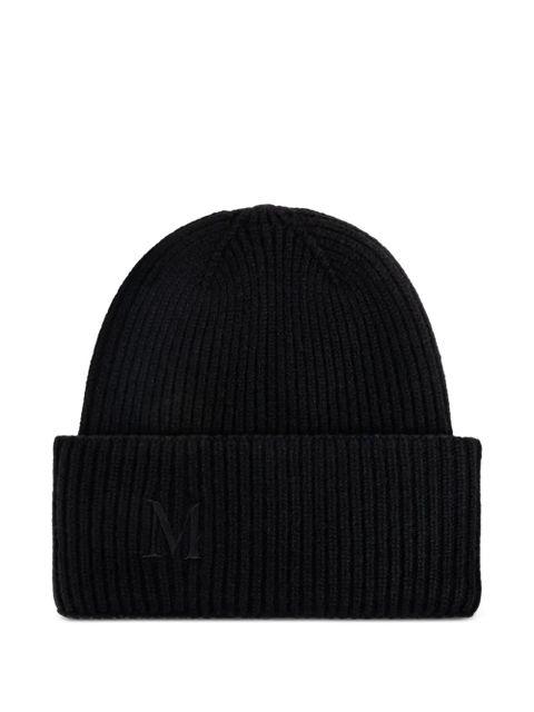Max Mara Mmretina ribbed-initial beanie hat - Black - zdjęcie produktu nr 1