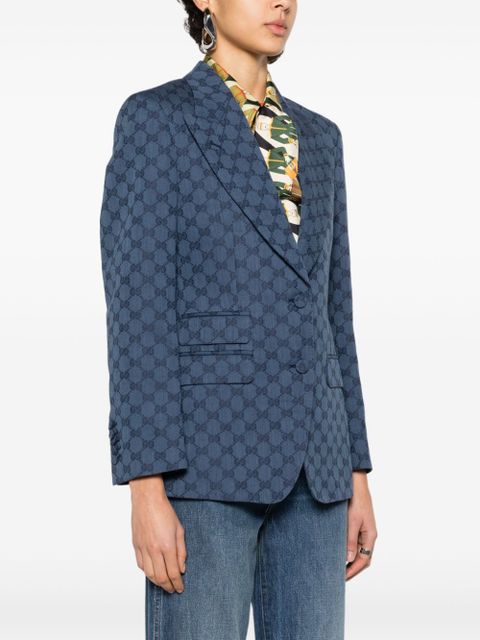 Gucci GG-jacquard single-breasted blazer - Blue