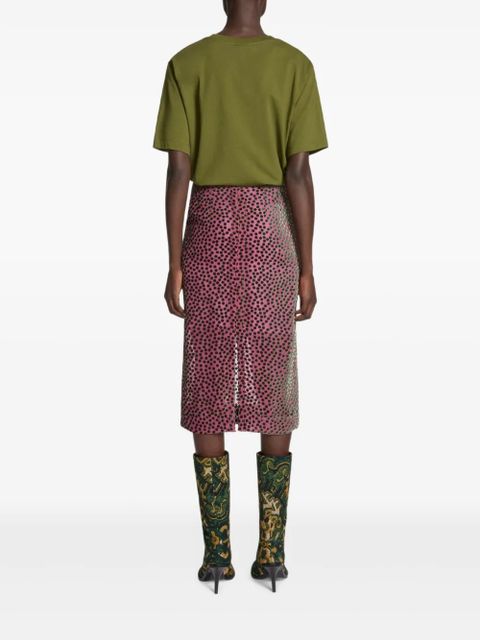 DRIES VAN NOTEN devoré polka-dot midi skirt - Pink