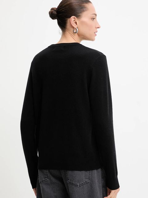 Answear.LAB sweter z wełny merino z szalem damski kolor czarny lekki