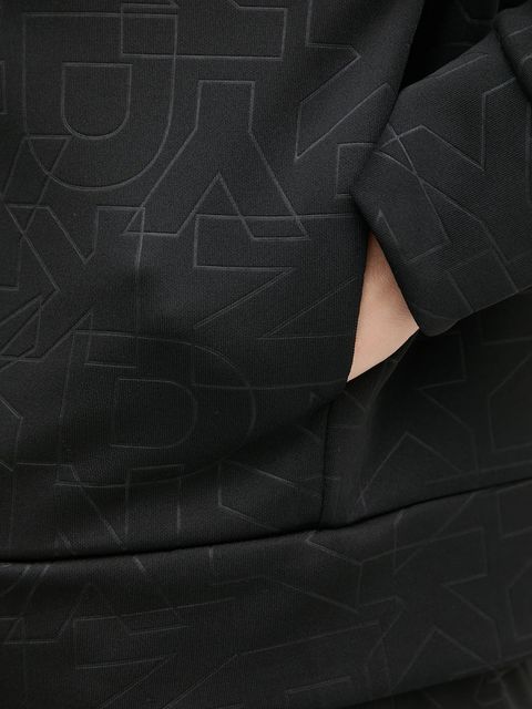 Dkny bluza KNIT JACKET damska kolor czarny z kapturem wzorzysta P5ME6CNY