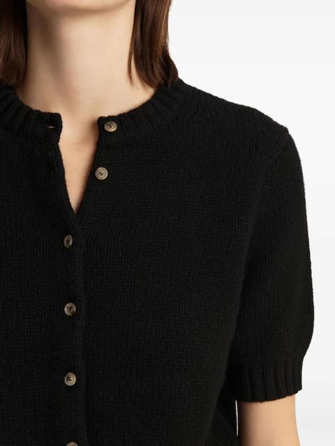 KHAITE short-sleeve button-up cardigan - Black