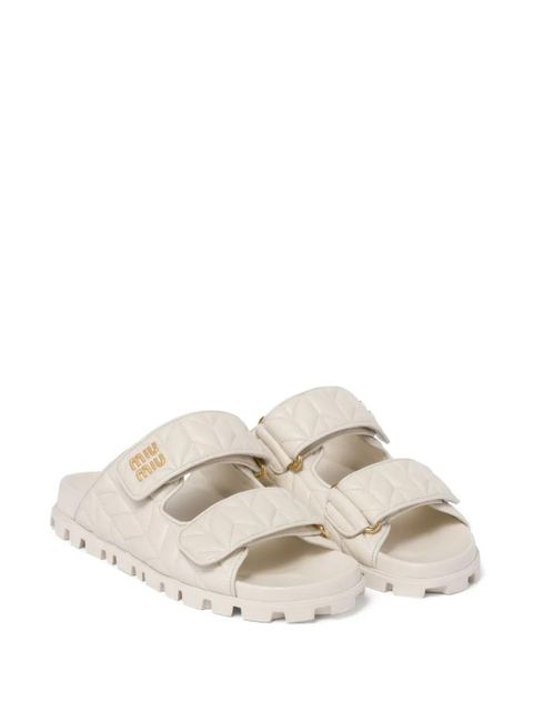 Miu Miu Matelassé nappa leather slides - White - zdjęcie produktu nr 2