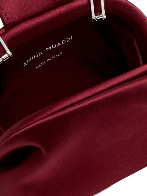 Amina Muaddi Camelia jewel-embellished satin clutch bag - Red